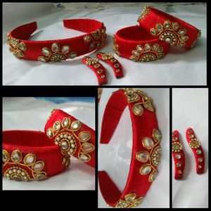 Red Handmade Silk Thread Hair Accessories for Girls | SHEROES Red Handmade Silk Thread Hair Accessories for Girls | SHEROES