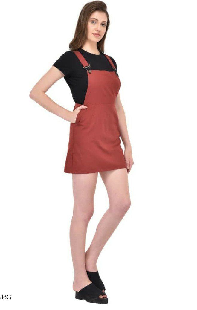 maroon dungaree dress