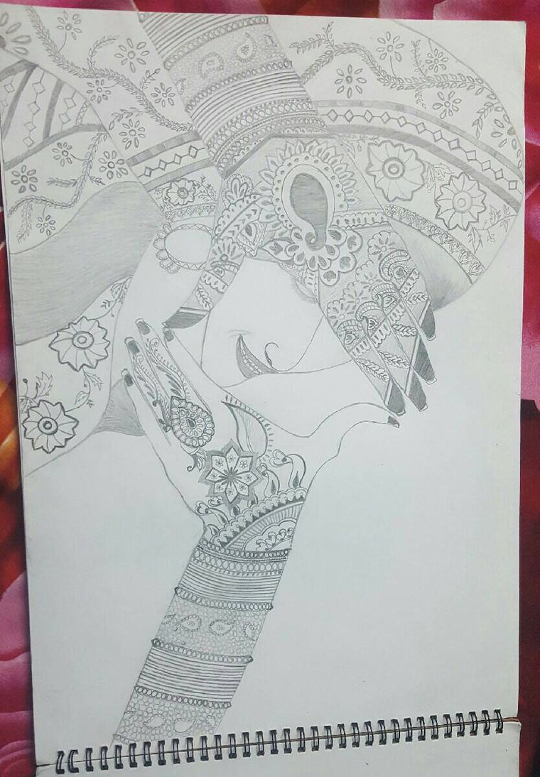 indian bride sketch