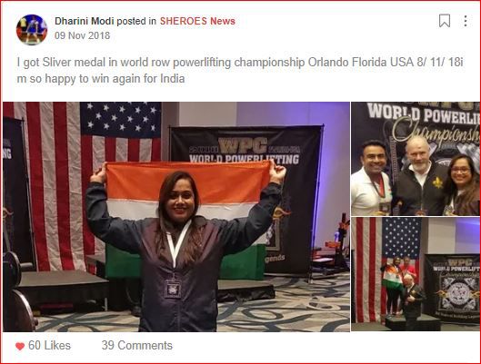 dharini's post on winning silver medal