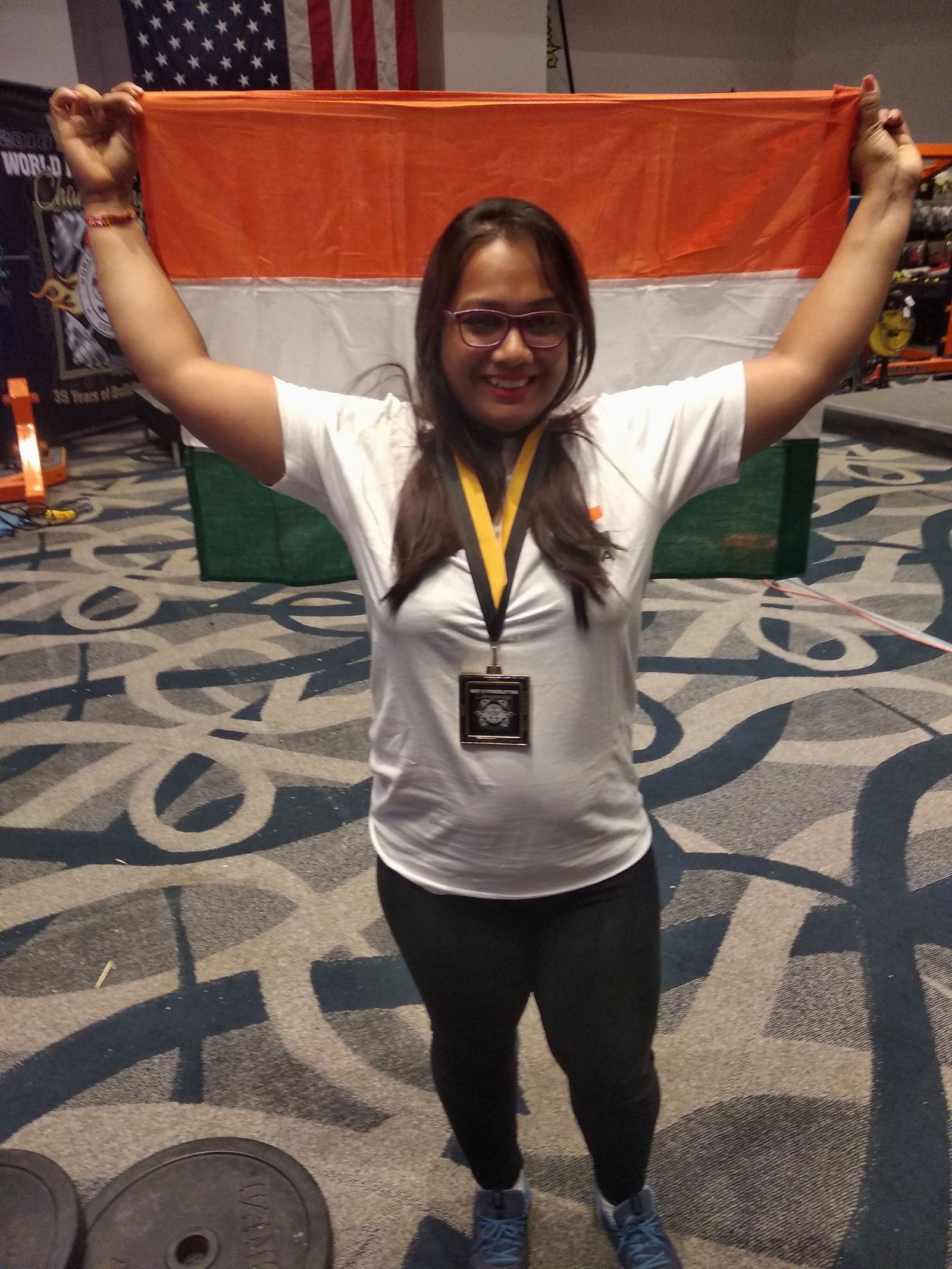 dharini holding national flag