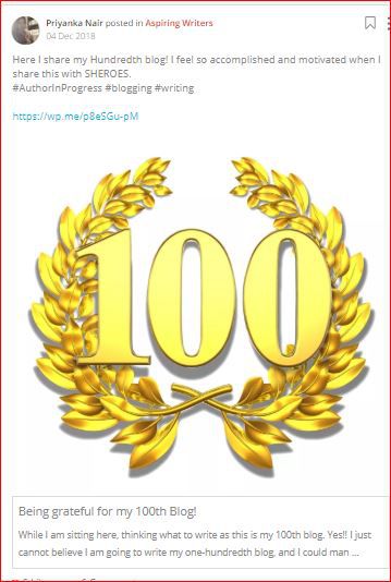 priyanka celebrates her 100th blog post