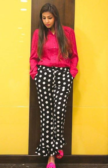 swati wearing polka dot pants