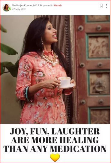 sindhuja posts about joy and having fun